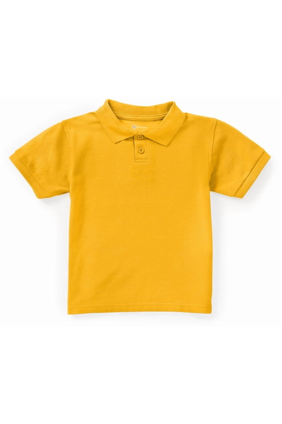 School Uniforms Toddler Short Sleeve Pique Polo CR832D, 3T, Gold