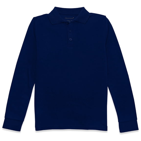 Classroom School Uniforms Unisex Long Sleeve Interlock Polo