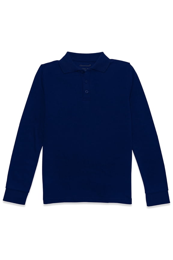 School Uniforms Unisex Long Sleeve Interlock Polo