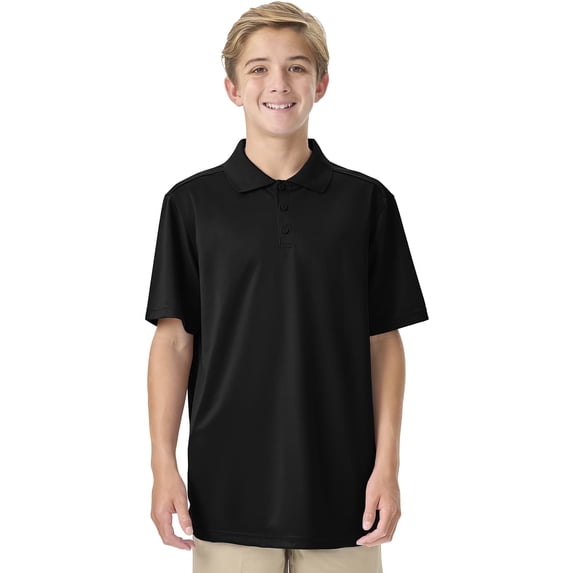Classroom School Uniforms Unisex Polo T-Shirts with Moisture Wicking & Ribbed Collar CR860Y, S, SS Black