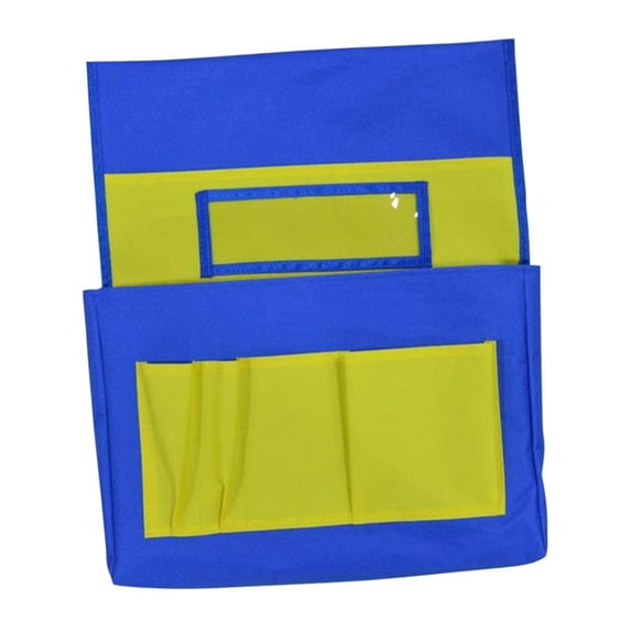 Classroom Seat Back Organizer Sack Stuff Storage and label Slot , Blue Yellow