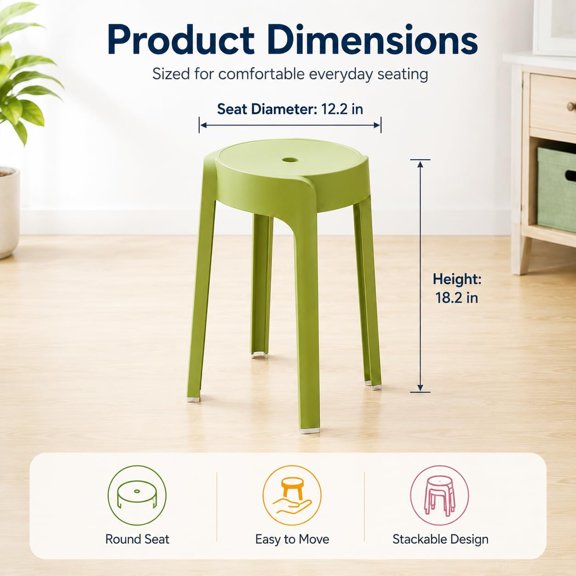 Classroom Stools for Students Set of 4, Stackable Plastic Nesting Stools