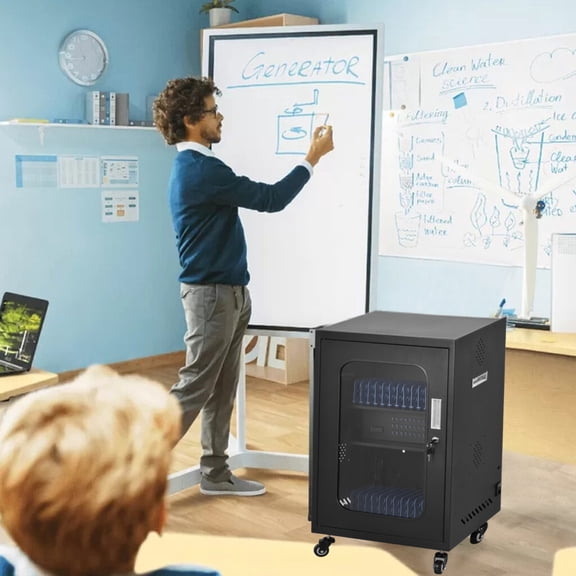 Classroom Storage Cart, 30-Bay Mobile Charging Station, Tablet Locker - High-Security Cabinet for Educational Institutions