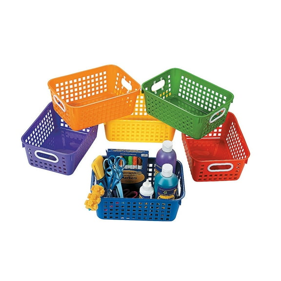 Classroom Storage Tall Baskets W/Handles - Educational - 6 Pieces