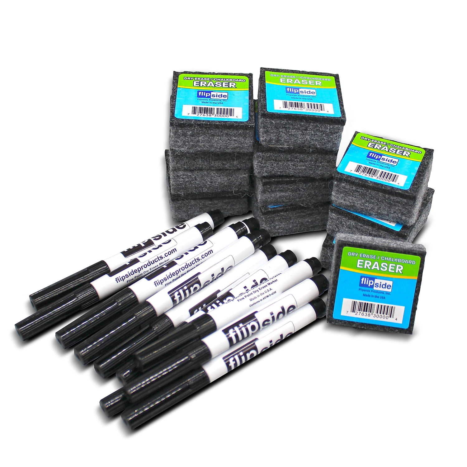 Classroom, Student Accessories Set Of 12 Erasers And 12 Black Markers