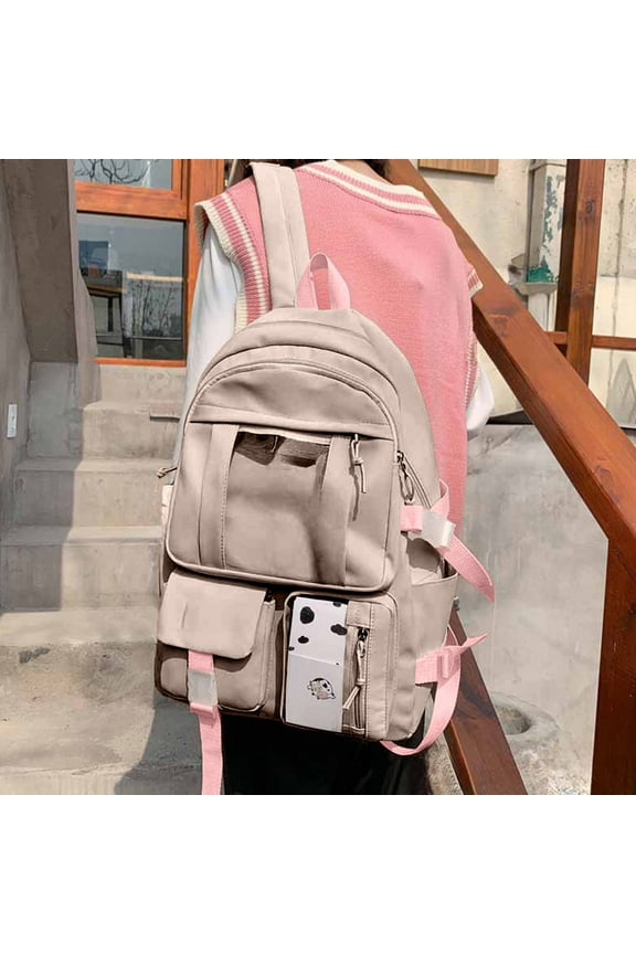 Classroom Supplies, College Style Foreign Trade Backpack For Women Korean Version Student Bag Elementary And Middle School Students School Bag Nylon Cloth Large Capacity Backpack, Student Gifts