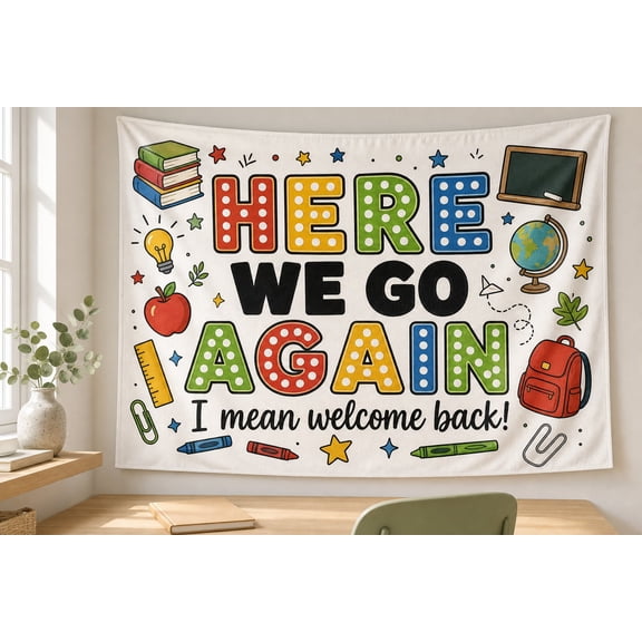 Classroom Tapestry: Welcome Back Teacher Wall Hanging, School Supply Design