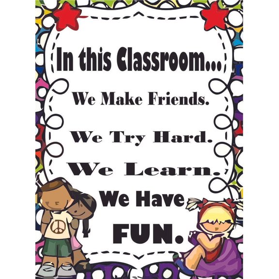 In This Classroom Wall Decals for Classroom Decor Decoration Design Decals on Walls - Red Apple Smile Creative Teacher Artwork Stickers Sticker Back to School Ideas Teachers Schools Size (20x12 inch)
