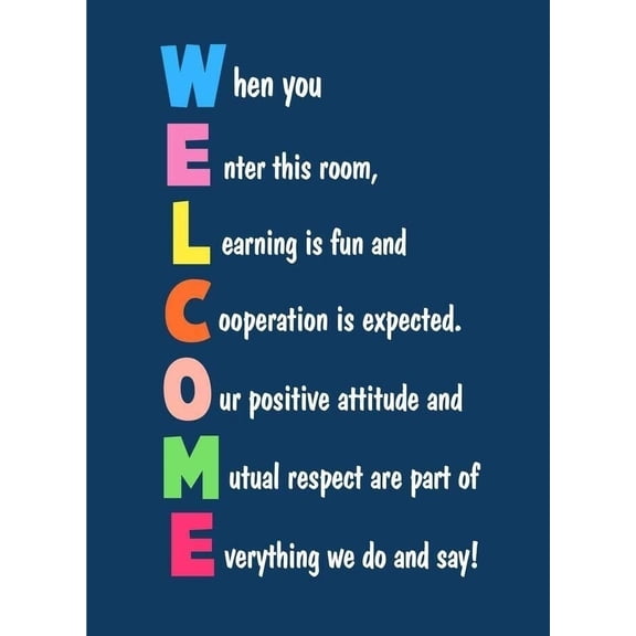 Classroom Welcome Teacher Motivational Inspirational Rules Guidelines Blue When You Enter Educational Learning Homeschool Chart Display Supplies Teaching Cool Wall Art Print Poster