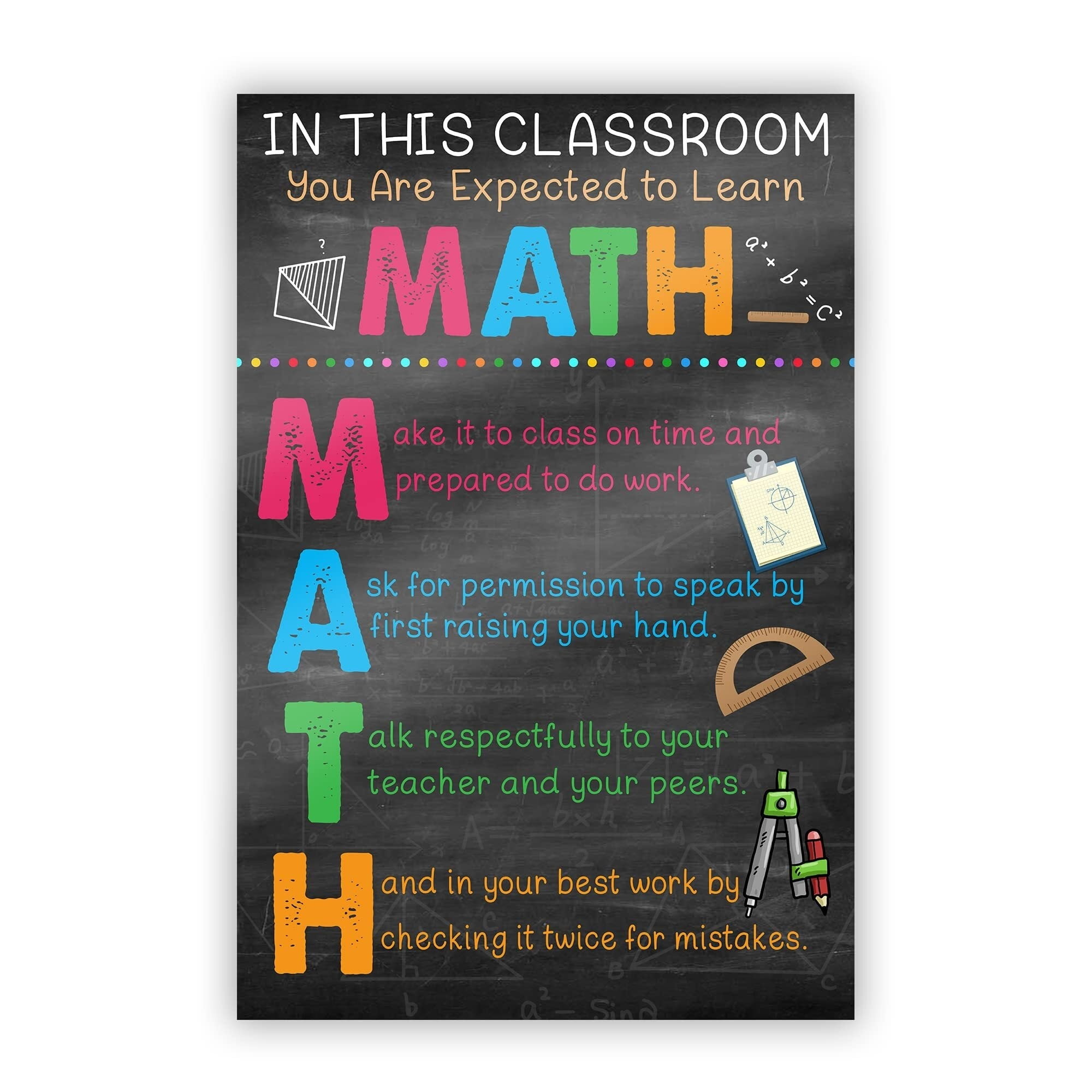 In This Classroom You Are Expected to Learn Math Posters Maths Class ...