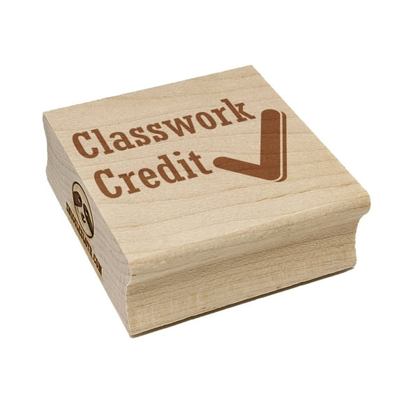 Classwork Credit Check Mark Teacher Motivation Square Rubber Stamp Stamping Scrapbooking Crafting - Small 1.25in