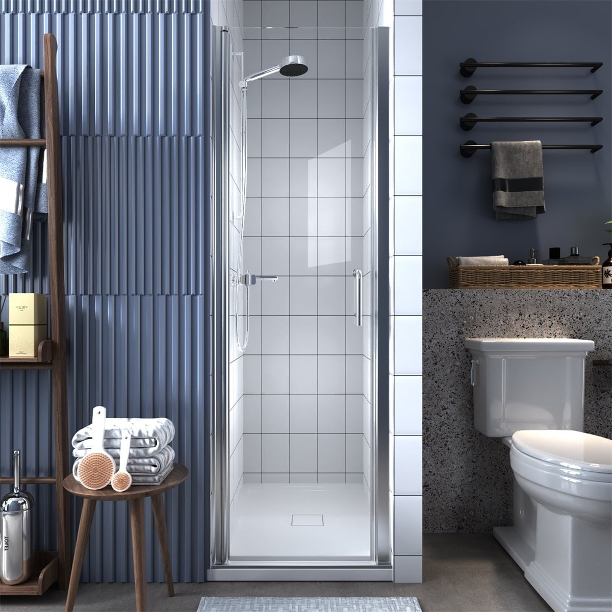 Classy 2425 1/2" W x 72" H Small Shower Door Hinged Pivot Chrome