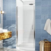 Classy 24-26" W x 72" H Pivot Shower Door Semi-Frameless Chrome Glass Shower Door with Handle