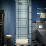Classy 24-26" W x 72" H Small Shower Door Hinged Pivot Chrome Install Clear Glass Shower Door