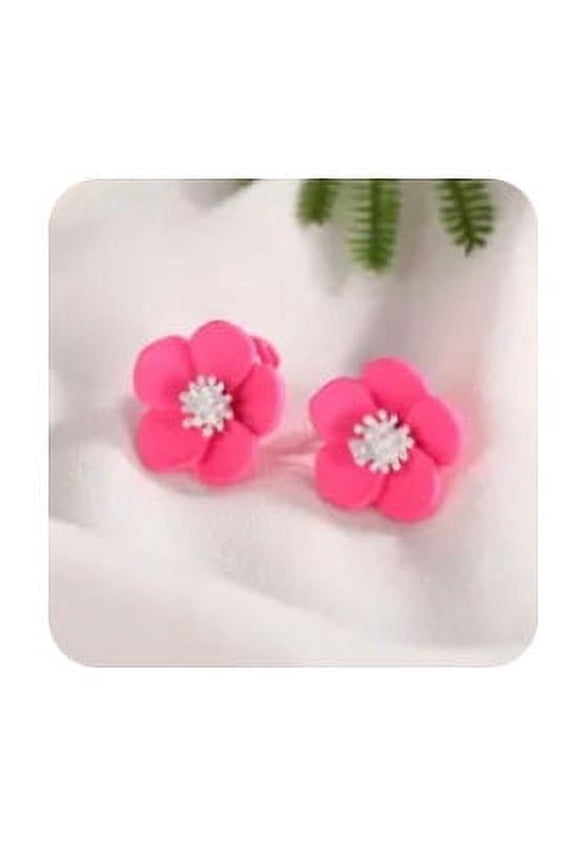 Classy 3/4" clip on green, white, or pink multi colored flower earrings
