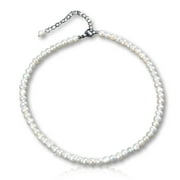 MGR MY GEMS ROCK! Classy 5-6 mm Cultured Freshwater Pearl Strand Necklace in 14". Fresh Water Pearl Choker. Bridal Necklace. Birthday Or Valentine's Day Gift.