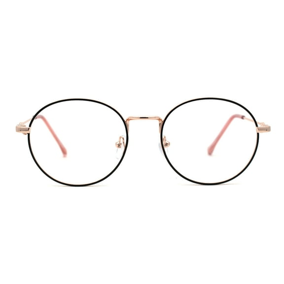 Classy 90s Optical Quality Round Metal Rim Blue Light Flitering Computer Glasses Black Rose Gold