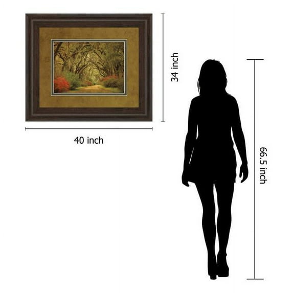 Classy Art DM5342 34 x 40 in. Road Lined with Oaks & Flowers by William Guion & Mossy Oak Native Living Framed Print Wall Art