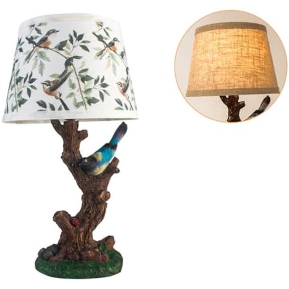 Classy Bird Table Lamp, Bedside Lamps with Fabric Linen Lamp Shade,Resin Nightstand Lamp, Branches Decorative Desk Lamp for Bedroom Living Room, Home Office$$Tools & Hardware Other