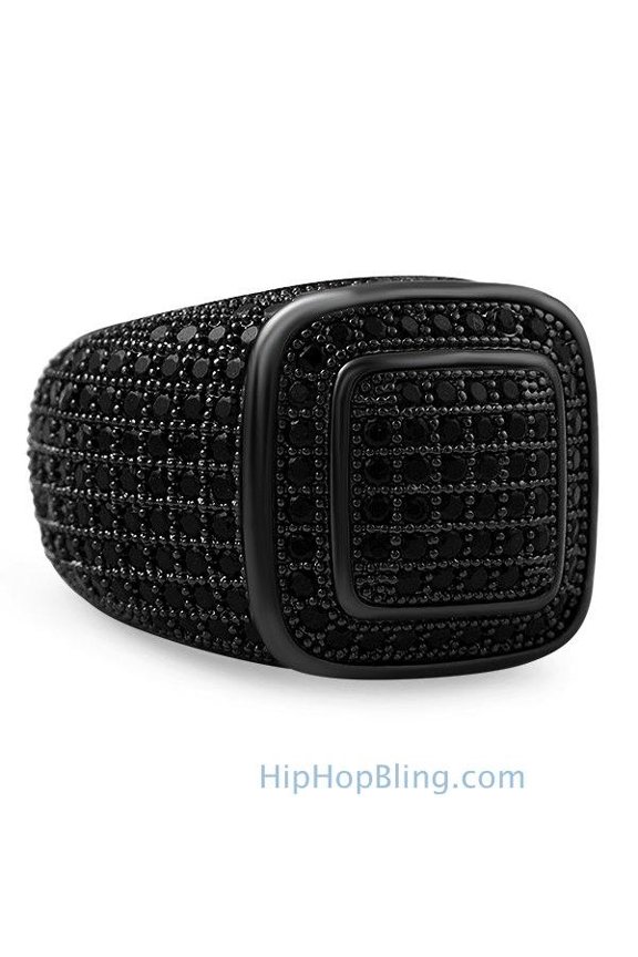 Classy Black CZ Bling Bling Ring