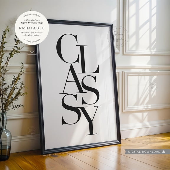 Classy Black Typography Print Art Word Letters Type Decor Print