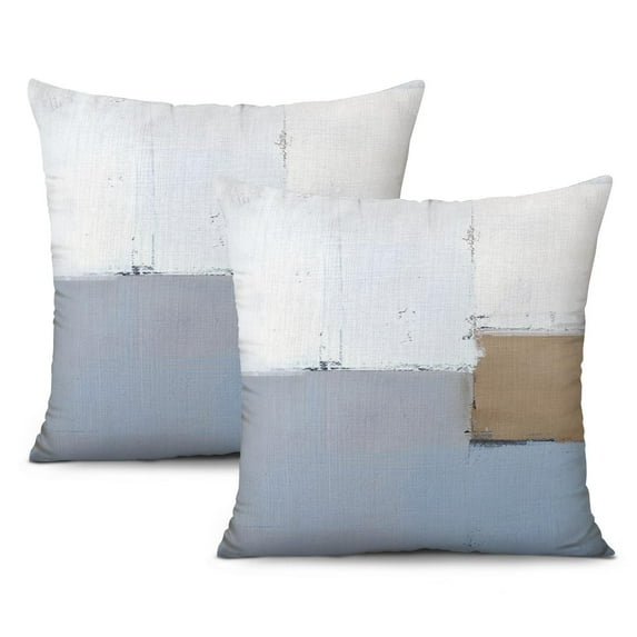 Classy Blue and White Pillow Covers, 20x20 Inch, Set of 2 | Inspired by Modern Abstract Oil Painting Art | Perfect for Bedroom or Couch | Stylish Blue Decorative Pillows