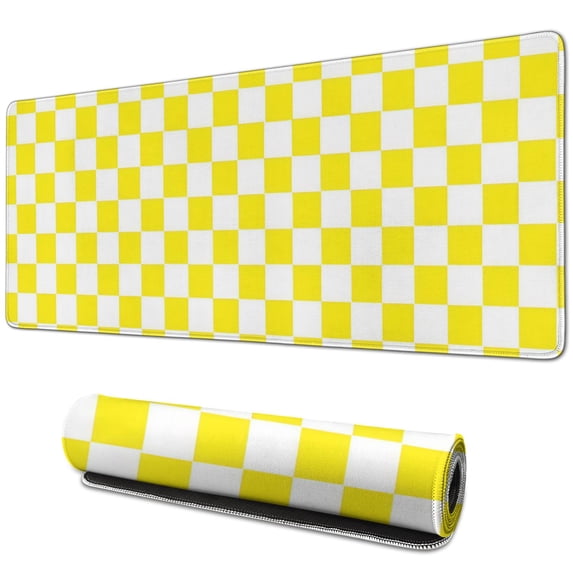 Classy Boho Pastel Checkered Mouse Pad - Anti-Slip Rubber for Computer & Laptop, Large 31.5x11.8in, Enhance Your Home Office Aesthetic Today