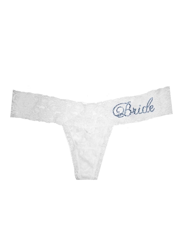 S Wedding Underwear Bedazzled Bridal Lingerie for Women - White