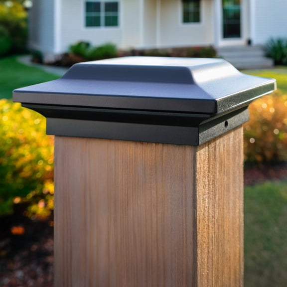 Classy Caps 4x4 Aluminum Post Cap - Fits 4"x4", 3.5"x3.5", and 3.25"x3.25" Posts - Black