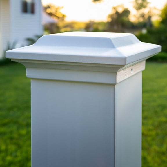 CC Outdoor Living Aluminum Square Top Outdoor Post Cap - 8" - White