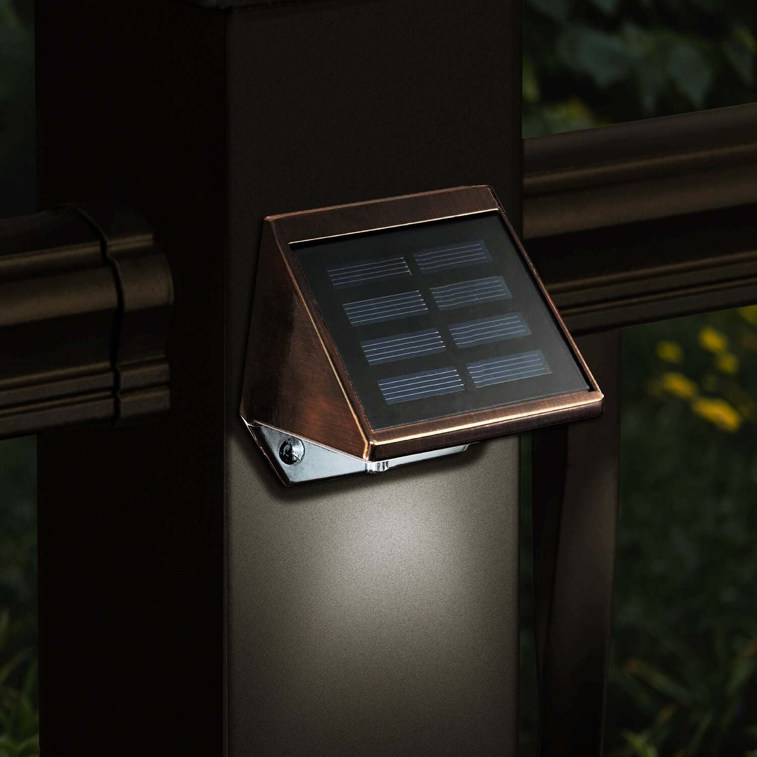 Copper Solar LED Post Cap Light with Dusk-to-Dawn Sensor
