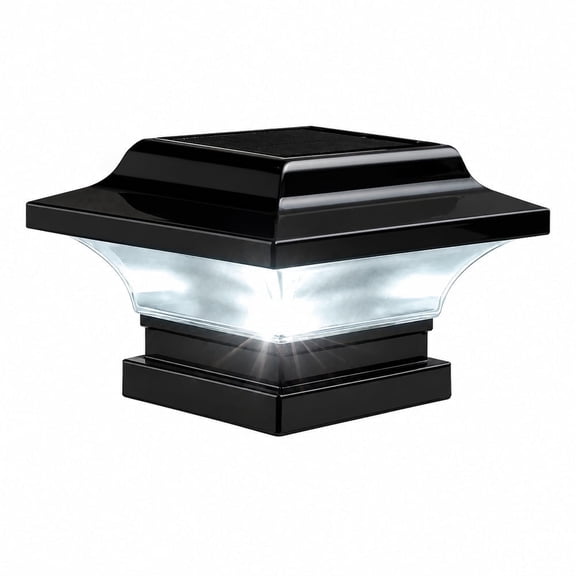 Classy Caps Imperial Solar Post Cap with 3"x3" Base Adapter - Fits 3"x3" Posts - Black Aluminum