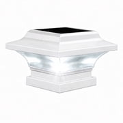 Classy Caps Imperial Solar Post Cap with 3x3 Base Adapter - Fits 3x3 Posts - White Aluminum