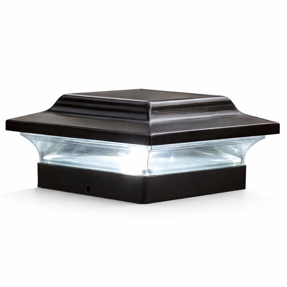 Classy Caps Imperial Solar Post Cap with 4.5"x4.5" Base Adapter - Fits 4.5"x4.5" Posts - Black Aluminum