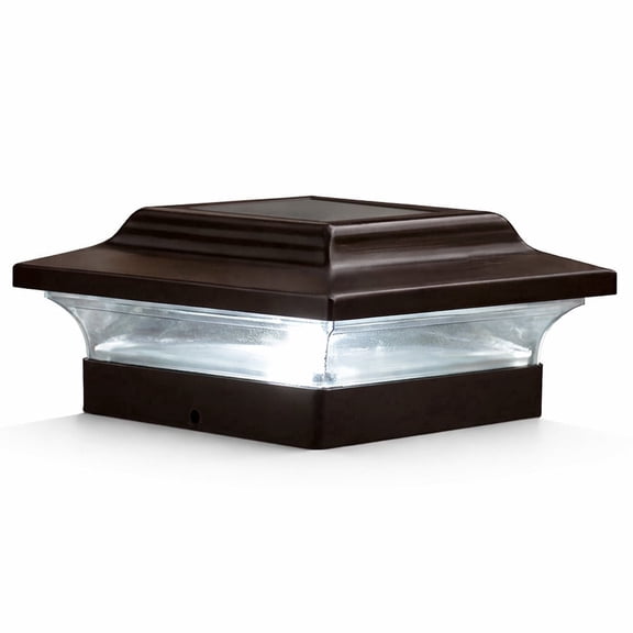 Classy Caps Imperial Solar Post Cap with 4.5"x4.5" Base Adapter - Fits 4.5"x4.5" Posts - Bronze Aluminum