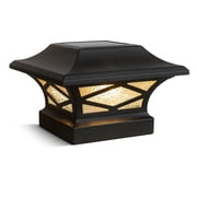 Classy Caps Kingsbridge Dual Lighted Solar Post Cap - Fits 3.5"x3.5", 4"x4", 5"x5", and 5.5"x5.5" Posts - Black Aluminum