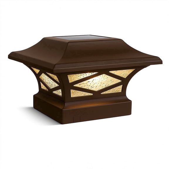 Classy Caps Kingsbridge Dual Lighted Solar Post Cap - Fits 3.5"x3.5", 4"x4", 5"x5", and 5.5"x5.5" Posts - Brown Aluminum