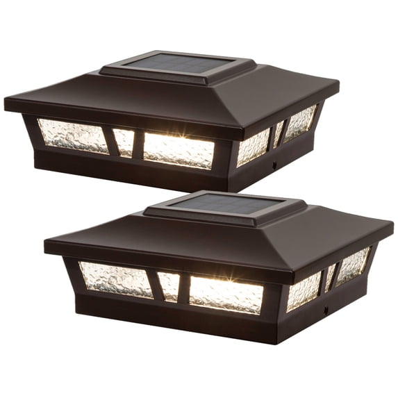 Classy Caps 6x6 Brown Aluminum Oxford Solar Post Cap (Set of 2)