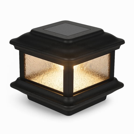 Classy Caps Colonial Solar Post Cap - Fits 3.5"x3.5" (4x4 Nominal) Posts - Black Aluminum
