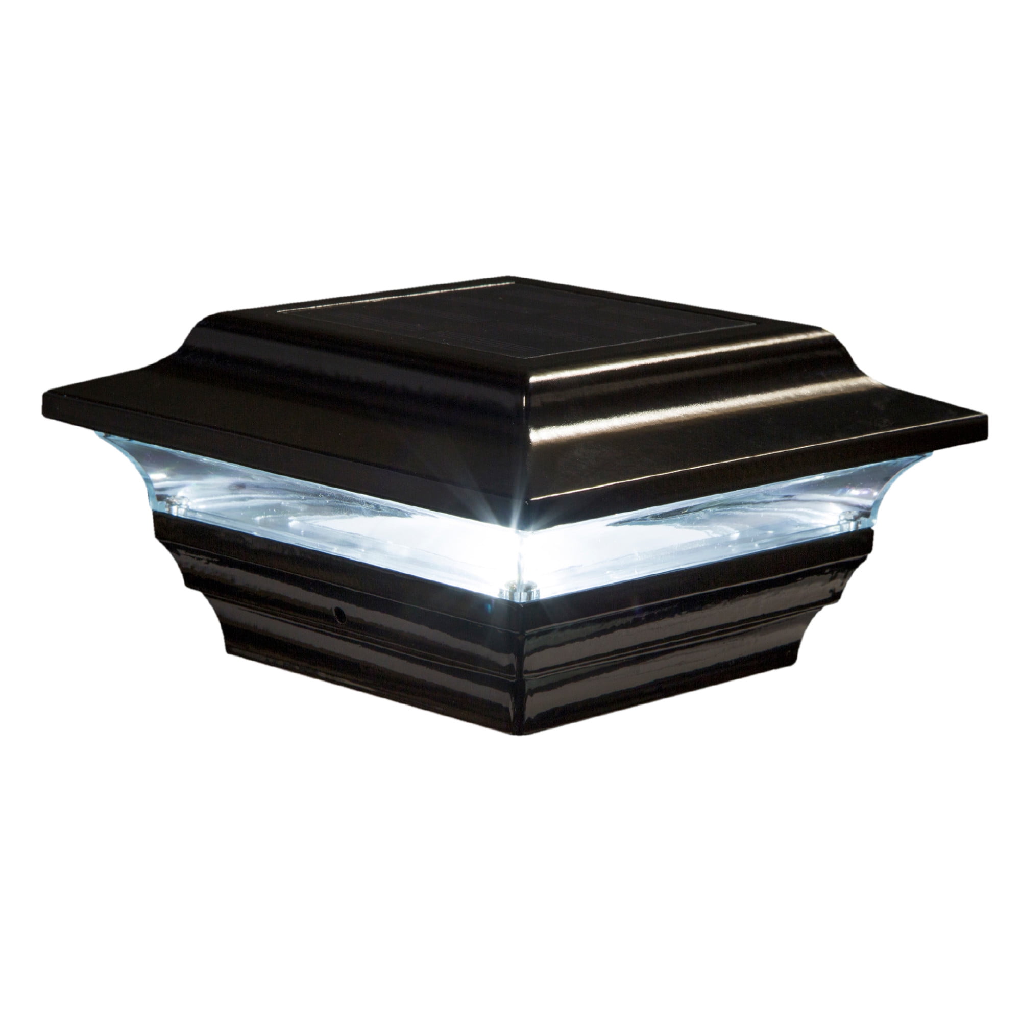 Black Aluminum Solar LED Post Cap Light, 6" x 6"