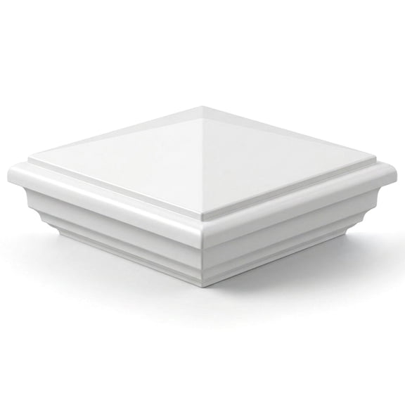 Classy Caps 5x5 New England Post Cap - Fits 5"x5" Posts - White Vinyl (PVC)