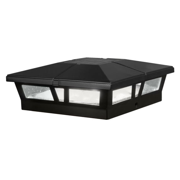 Classy Caps Cambridge Solar Post Cap - Fits 6"x6", 5.5"x5.5", and 5"x5" Posts - Black Aluminum