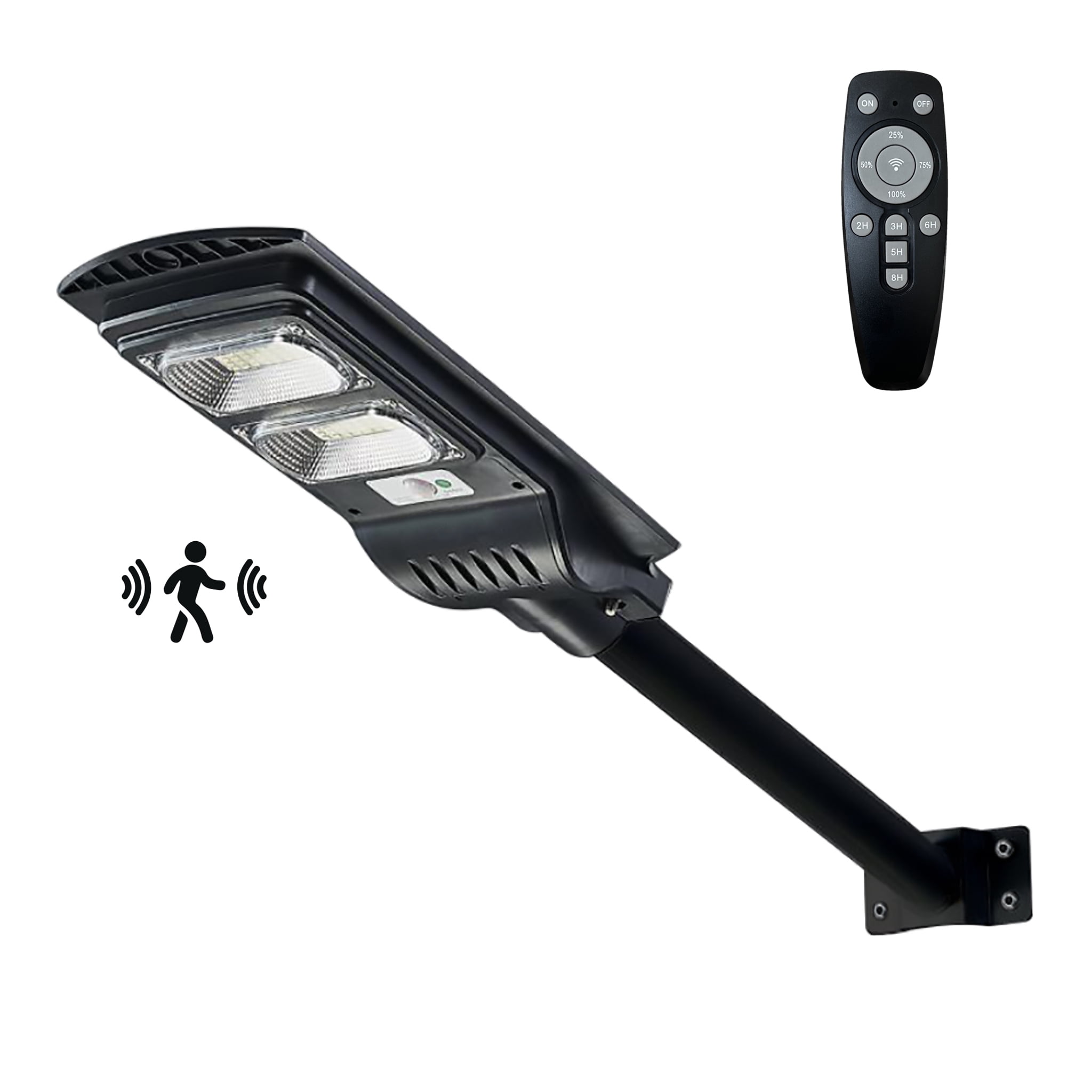 Black Metal Solar Powered LED Lamp Post with Motion Sensor