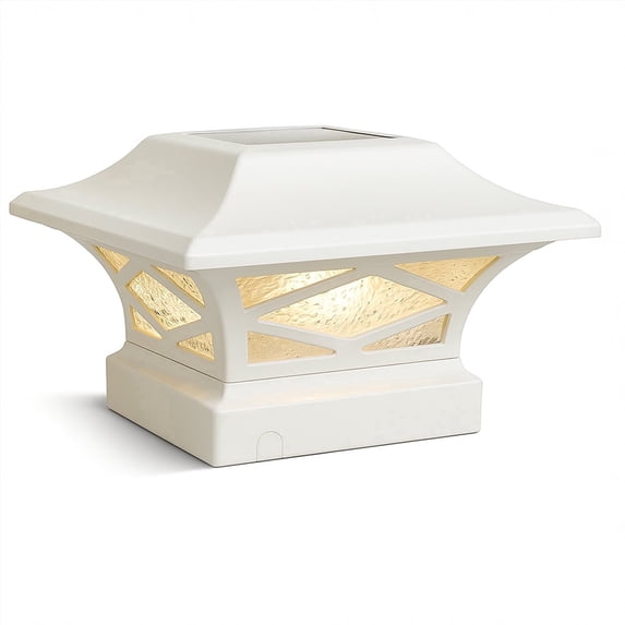Classy Caps Kingsbridge Dual Lighted Solar Post Cap - Fits 3.5"x3.5", 4"x4", 5"x5", and 5.5"x5.5" Posts - White Aluminum
