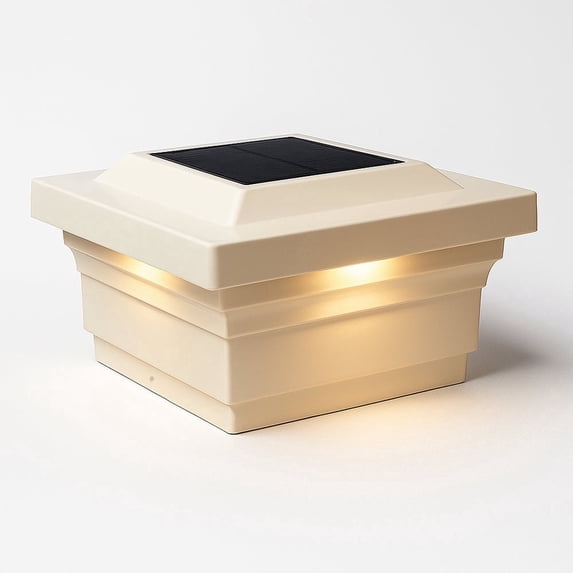 Classy Caps Majestic Solar Post Cap - Fits 5"x5" Posts - White Vinyl (PVC)