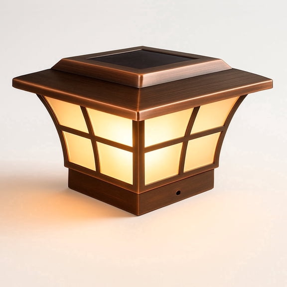 Classy Caps Prestige Solar Post Cap - Fits 3.5"x3.5" and 4"x4" Posts - Electroplated Copper