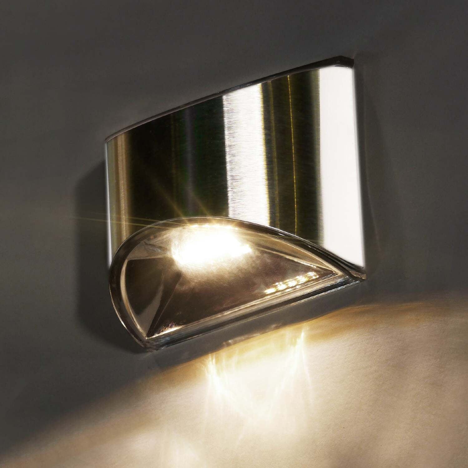 Stainless Steel Solar Powered LED Deck Light with Clear Glass