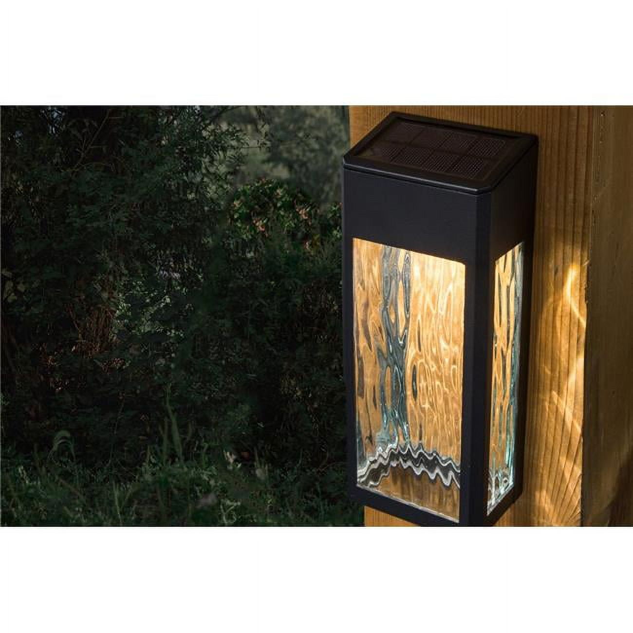 Black Aluminum Solar LED Deck and Wall Lights, Set of 2