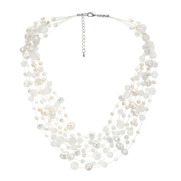 Classy Cascades of Freshwater Natural White Pearls Necklace