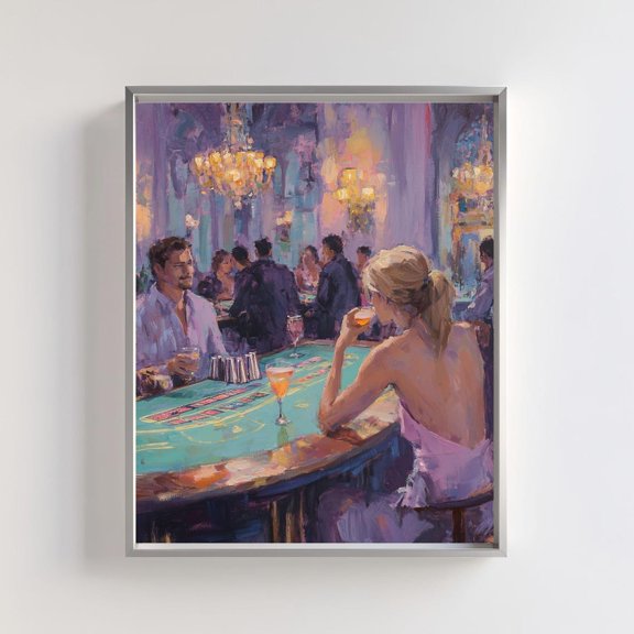 Classy Casino Art Print, Elegant Nightlife Scene, Glamorous Cocktail Lounge Decor, Vintage Casino Vibe, High Society Art, Evening Scene Wall Art, Modern Wall Decor, 8x12 UNFRAMED